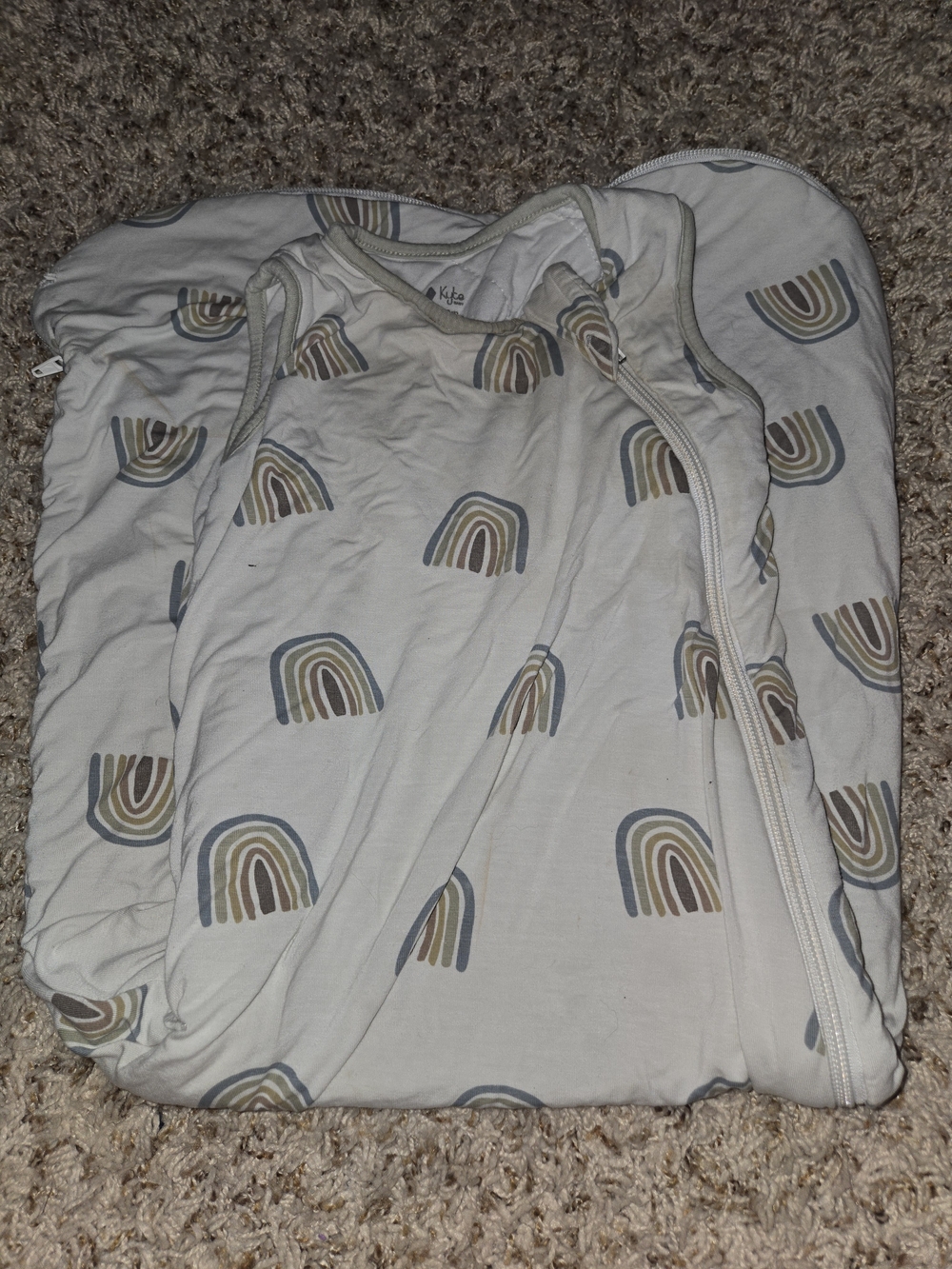 Kyte BABY Cream Sleep Sack with Blue and Brown Rainbow Print